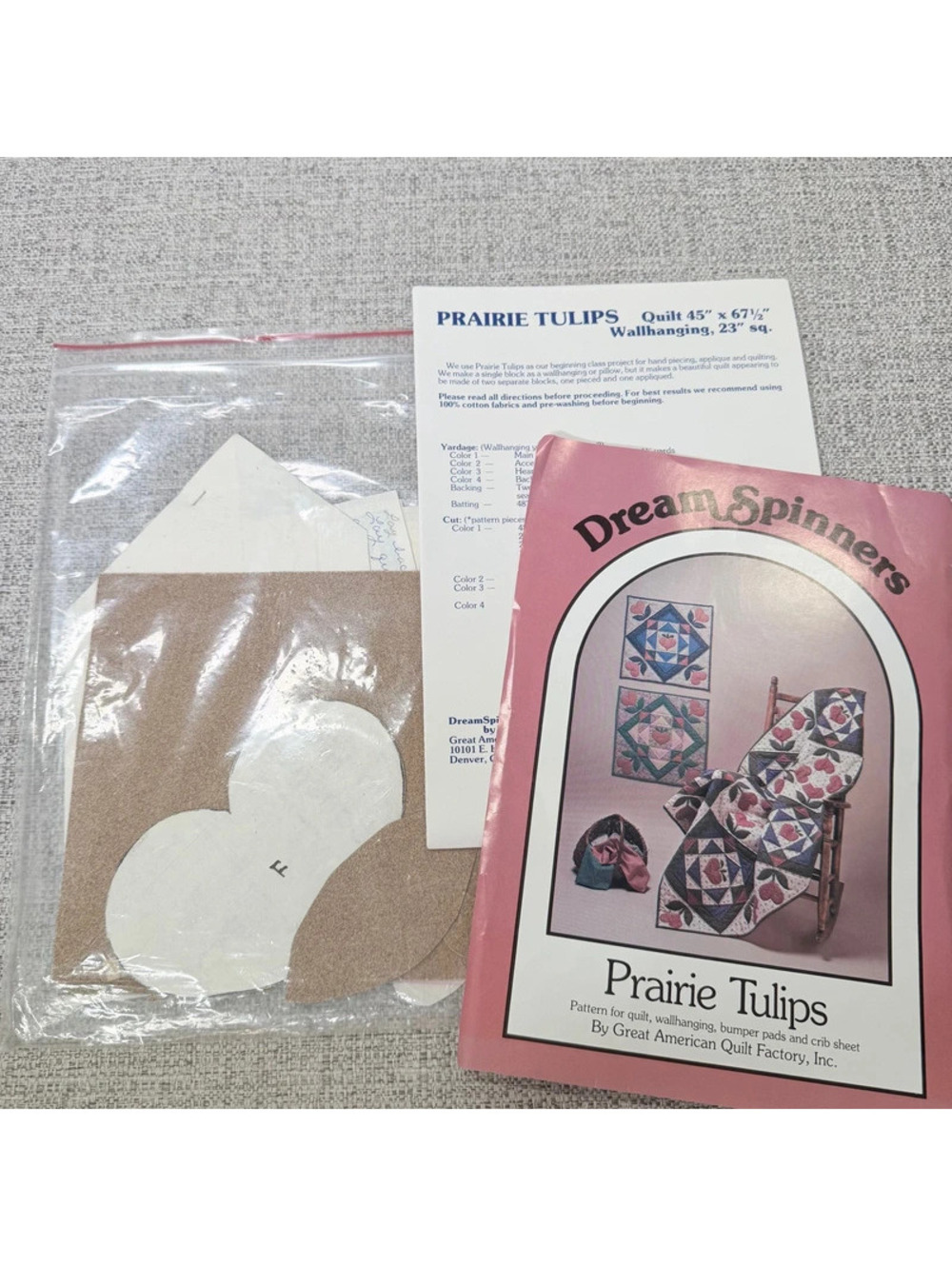 Vintage DreamSpinners Prairie Tulips Quilt Pattern Great American Quilt Factory